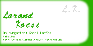 lorand kocsi business card